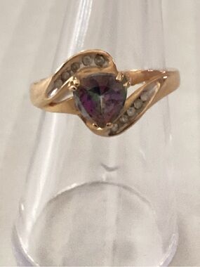 10K Amethyst & diamond ring